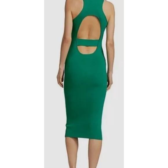 Monse Ribbed BodyCon Midi Dress, Back Cut Out,‎ Green, Sz Small - Picture 1 of 8